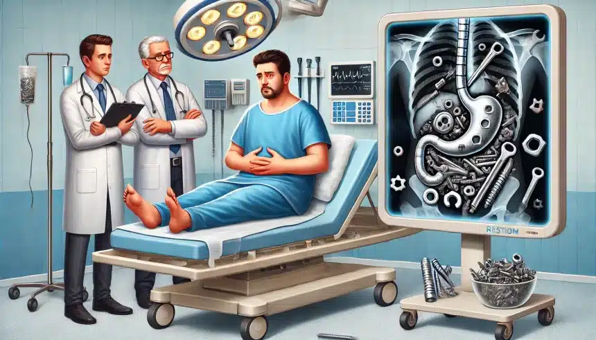 Homem engole metais e vai parar no hospital