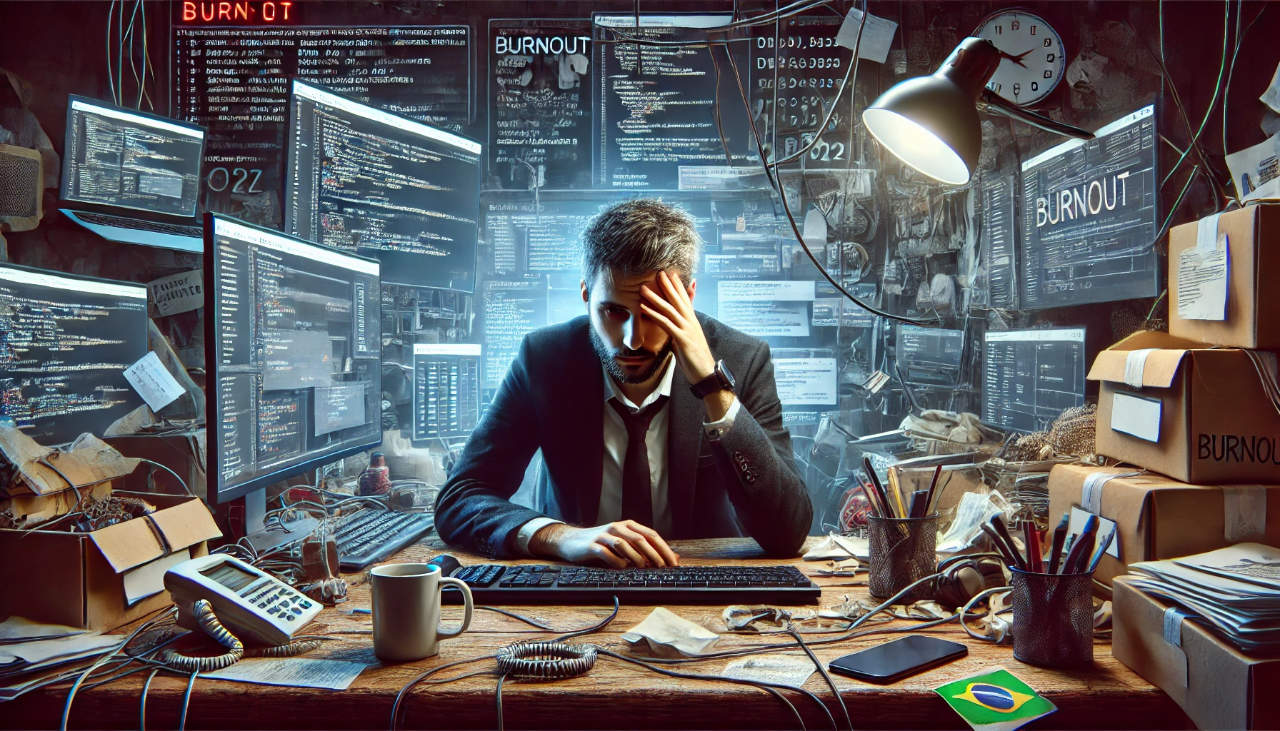 Burnout atinge 42,5% dos profissionais de TI no Brasil - Imagem: Dall-E