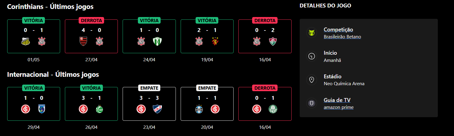 Corinthians x Internacional