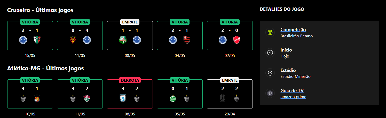 Cruzeiro x Atletico MG