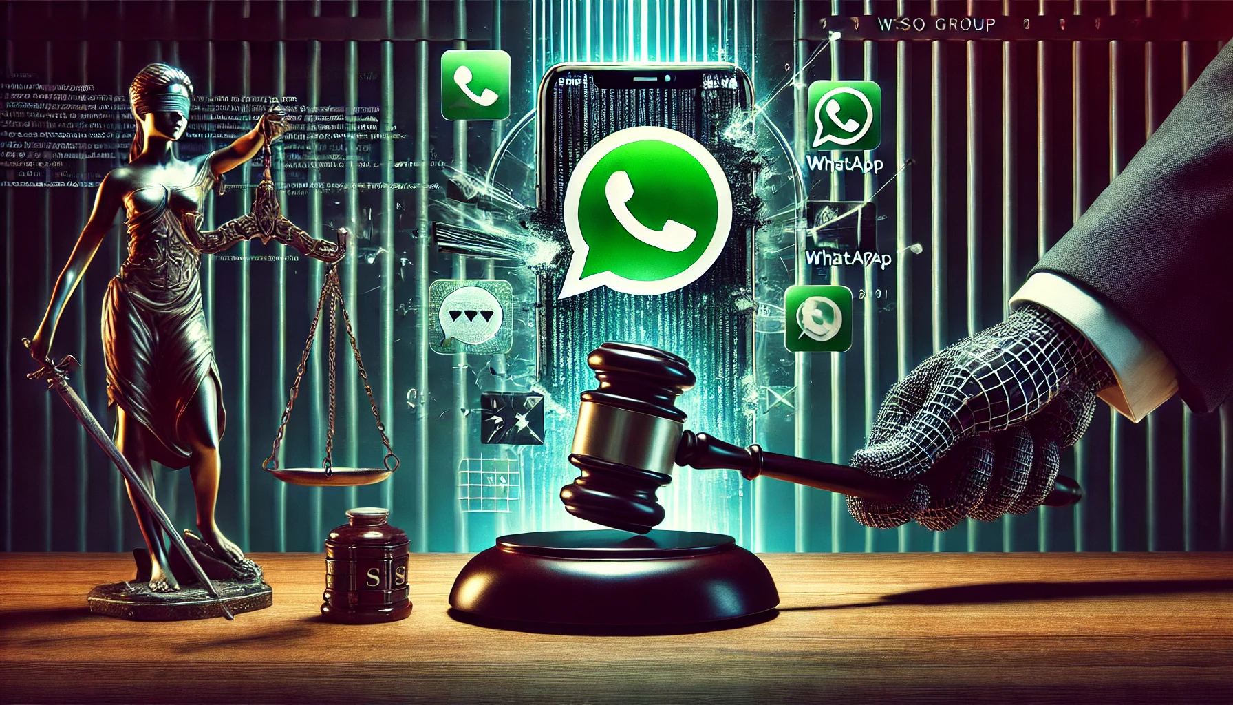 NSO Group é condenado a pagar R$ 955 milhões à Meta por hackear WhatsApp - Imagem: Dall-E