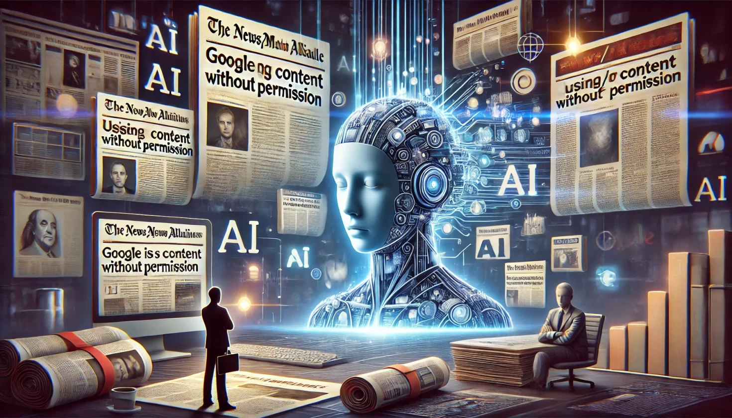 News/Media Alliance diz que com Modo IA na busca, Google rouba conteúdo sem permissão - Imagem: Dall-E
