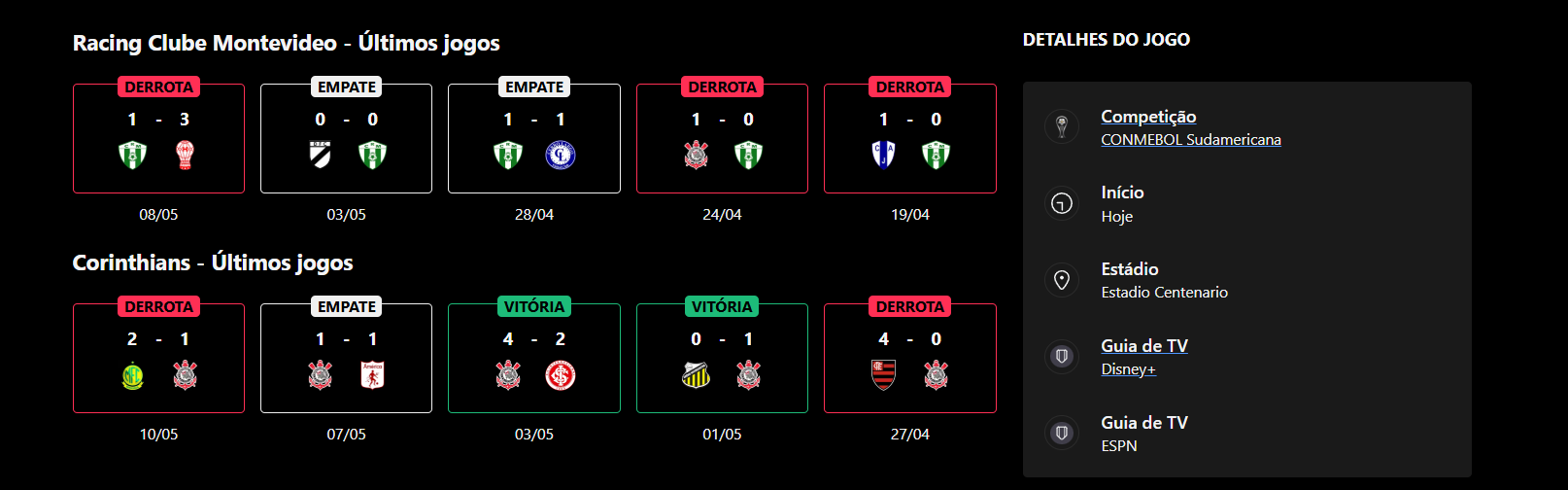 Racing x Corinthians