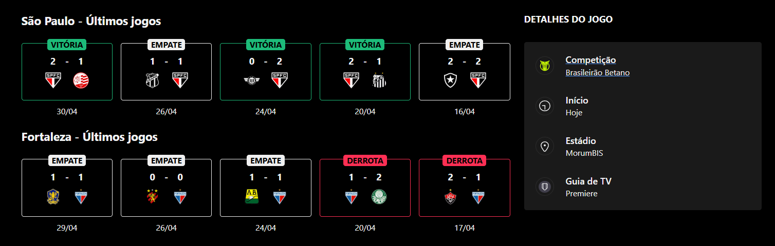 São Paulo x Fortaleza