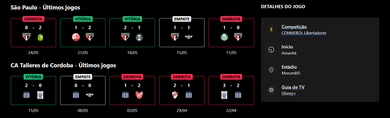 São Paulo x Talleres de Córdoba