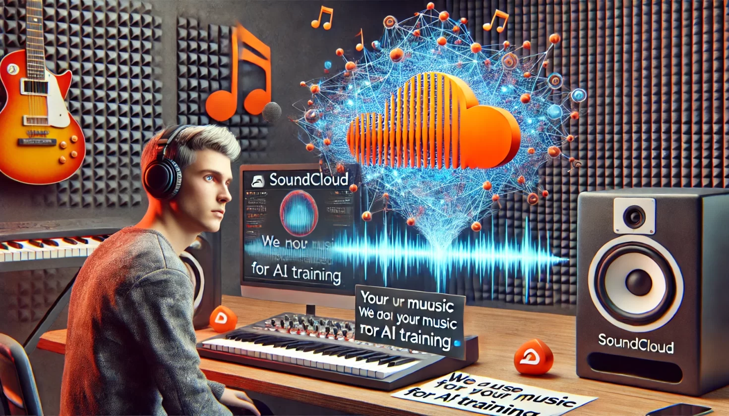 SoundCloud diz que não, mas pode usar músicas para treinar IA - Imagem: Dall-E