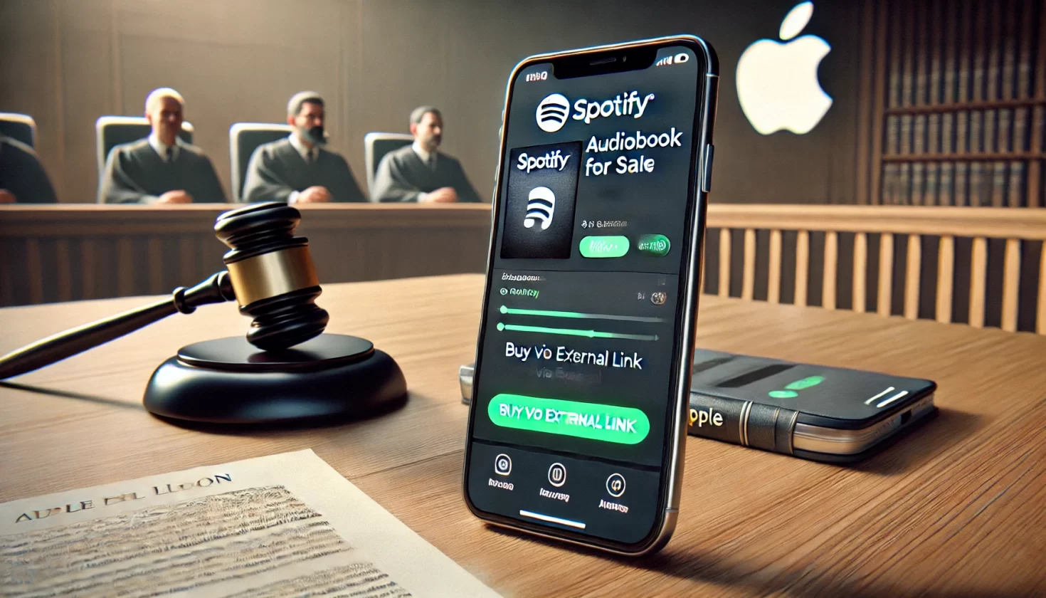 Spotify pode liberar compra de audiolivros por links externos no iPhone - Imagem: Dall-E