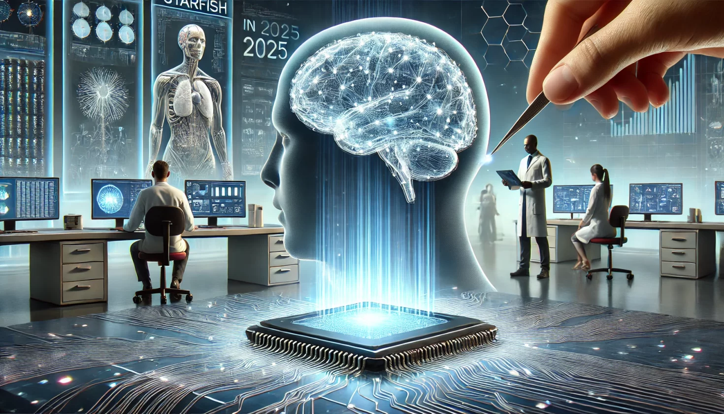 Starfish Neuroscience lançará chip cerebral em 2025, para competir com Neuralink - Imagem: Dall-E