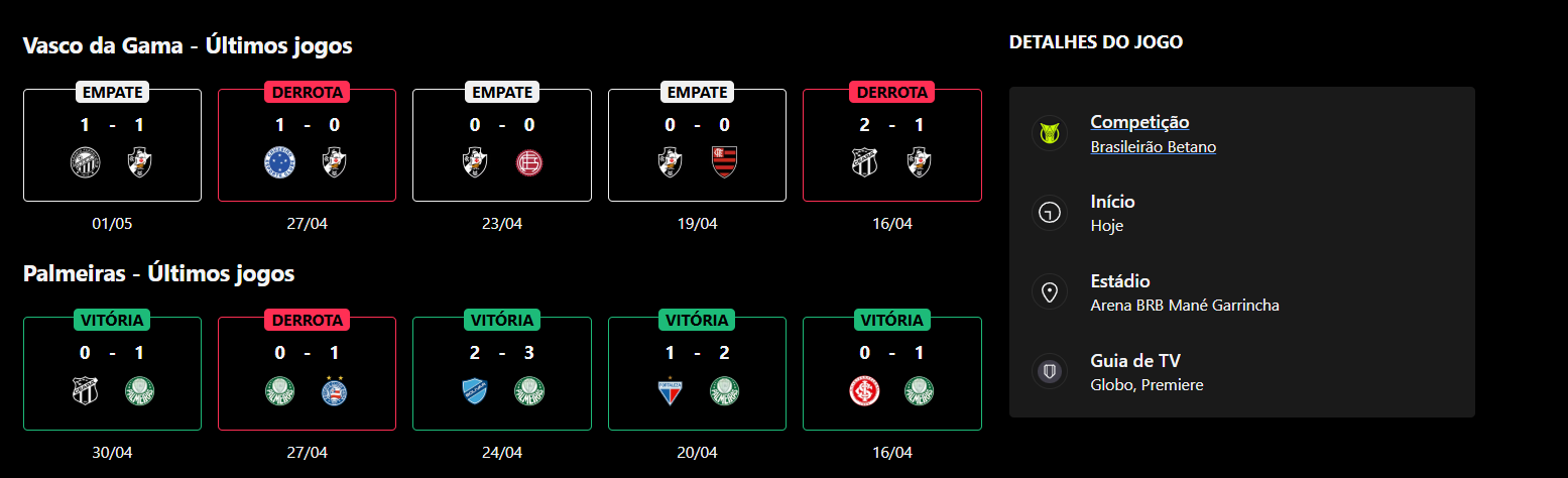 Vasco x Palmeiras