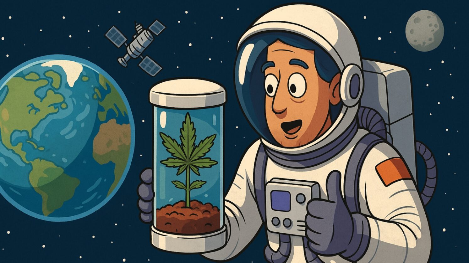 Cientistas estão enviando cannabis ao espaço para testar mutações - Imagem: ChatGPT