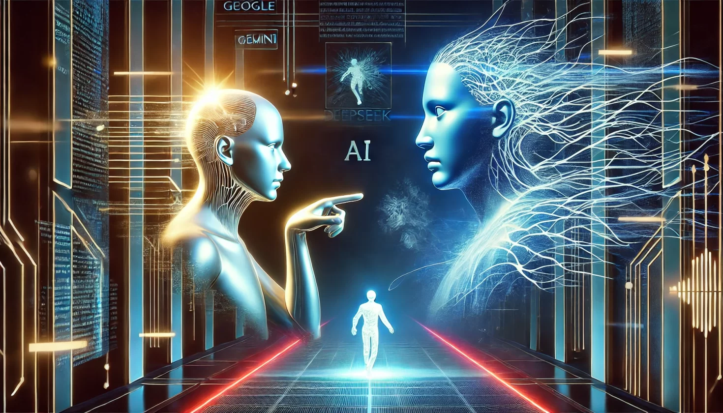 DeepSeek é acusado de treinar IA com dados do Gemini, do Google - Imagem: Dall-E