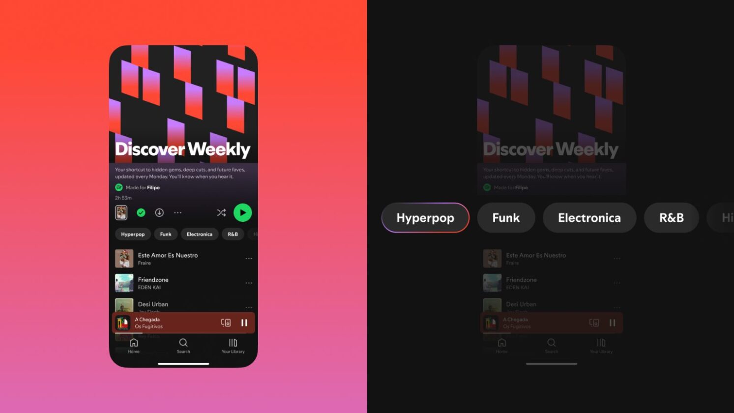 Spotify libera filtros para Descoberta da Semana e usuário agora pode escolher gênero musical para recomendações - Imagem: Spotify (Divulgação)