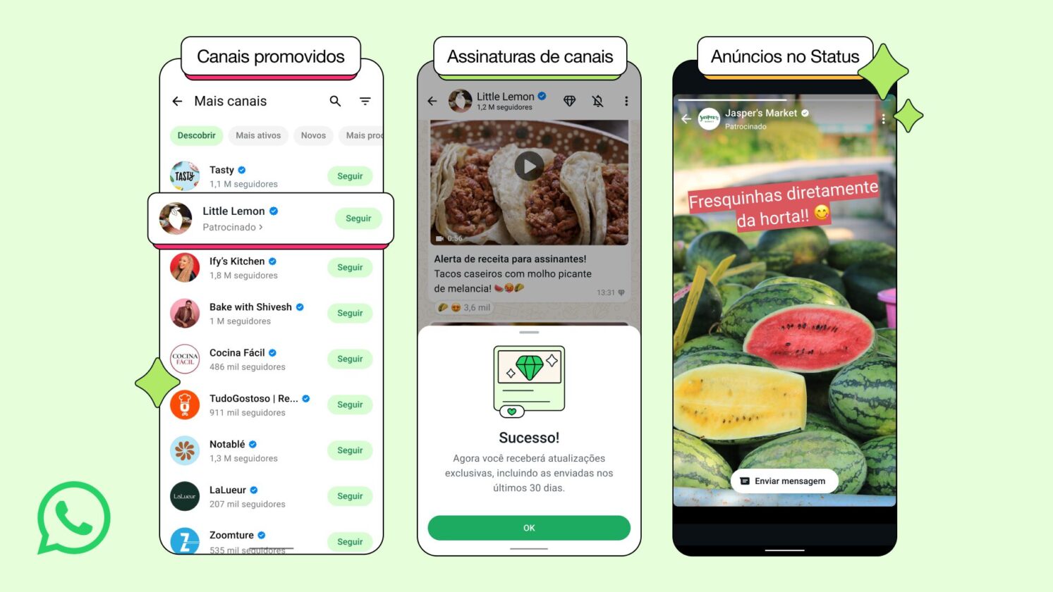 WhatsApp lança anúncios, assinaturas e canais promovidos na aba Atualizações - Imagem: WhatsApp (Divulgação)