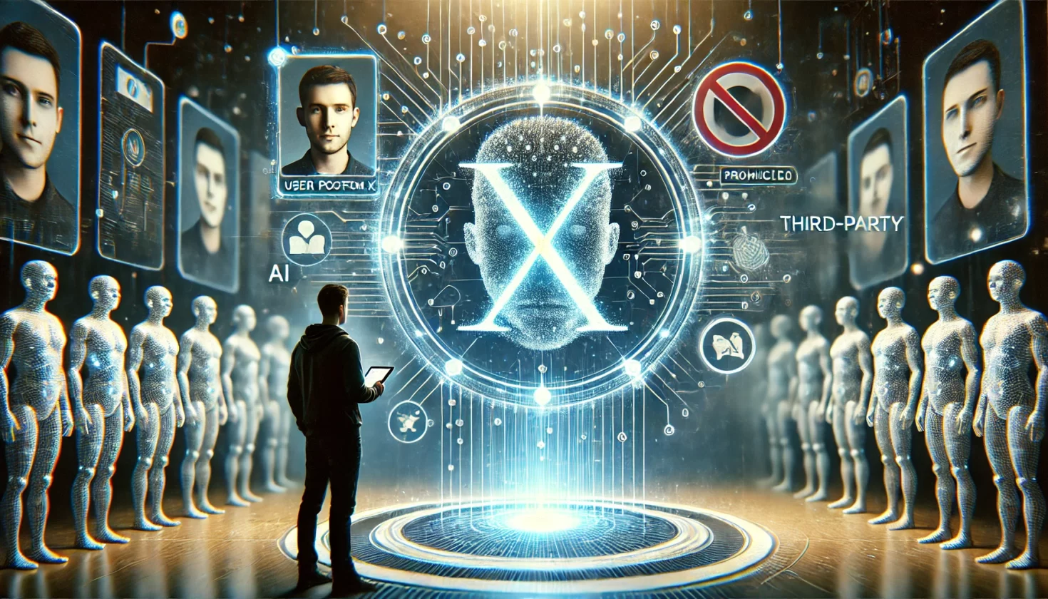 X, que usa dados de usuários para treinar IA, proíbe uso de dados para terceiros - Imagem: Dall-E