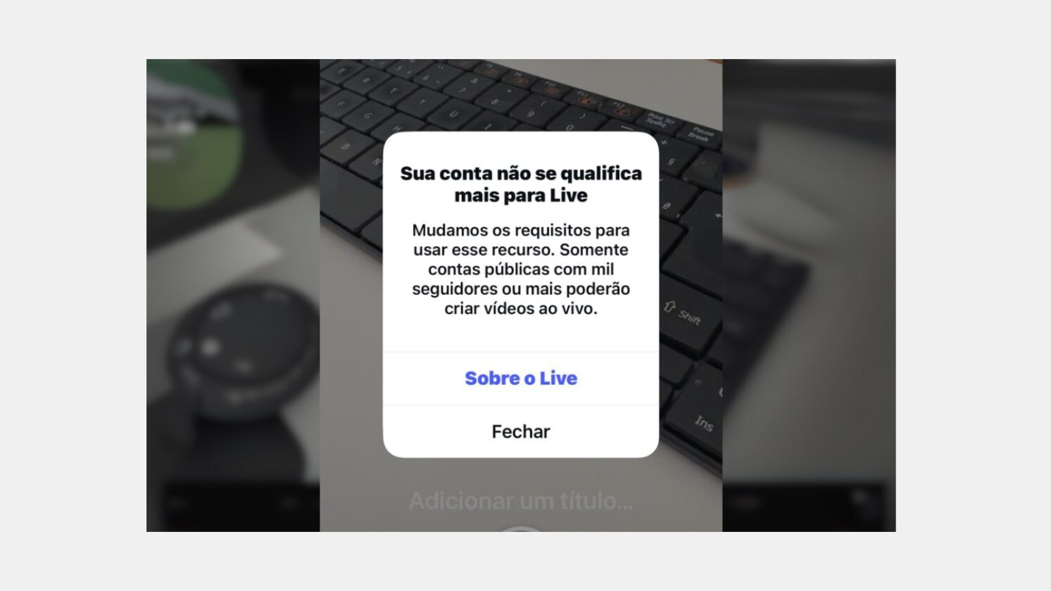 Live no Instagram agora só para contas públicas com mais de mil seguidores - Imagem: Instagram Print Screen
