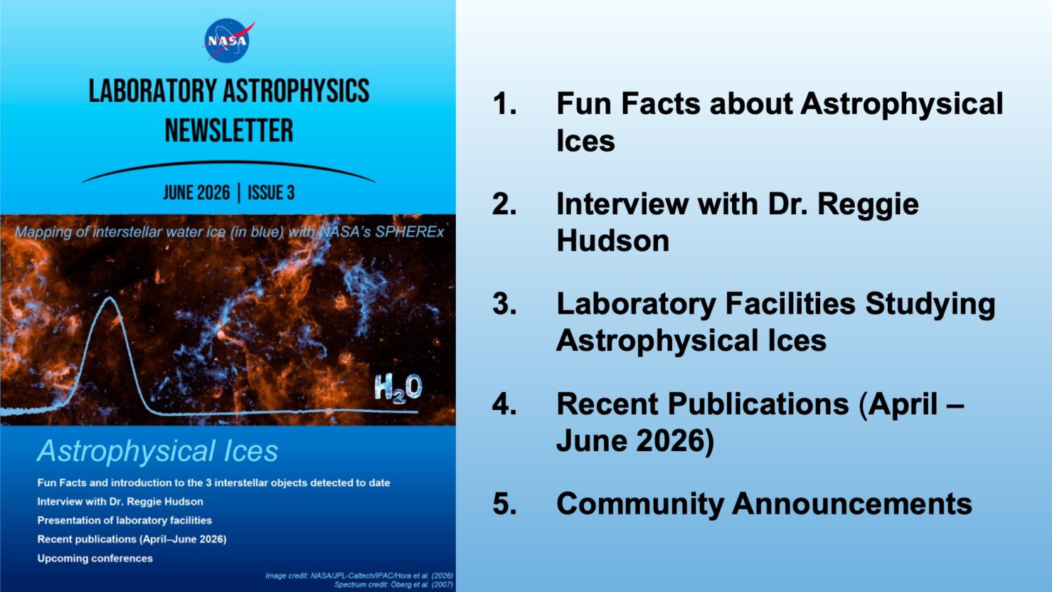 Imagem relacionada à pauta: NASA publica edição da Lab Astro Newsletter sobre gelos astrofísicos
