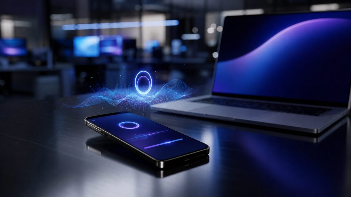 Imagem editorial gerada para a pauta: Apple libera betas públicos do iOS 27 e outros sistemas com foco em Siri AI