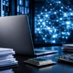 Imagem editorial gerada para a pauta: Apple processa OpenAI por suposto roubo de segredos industriais ligados a hardware