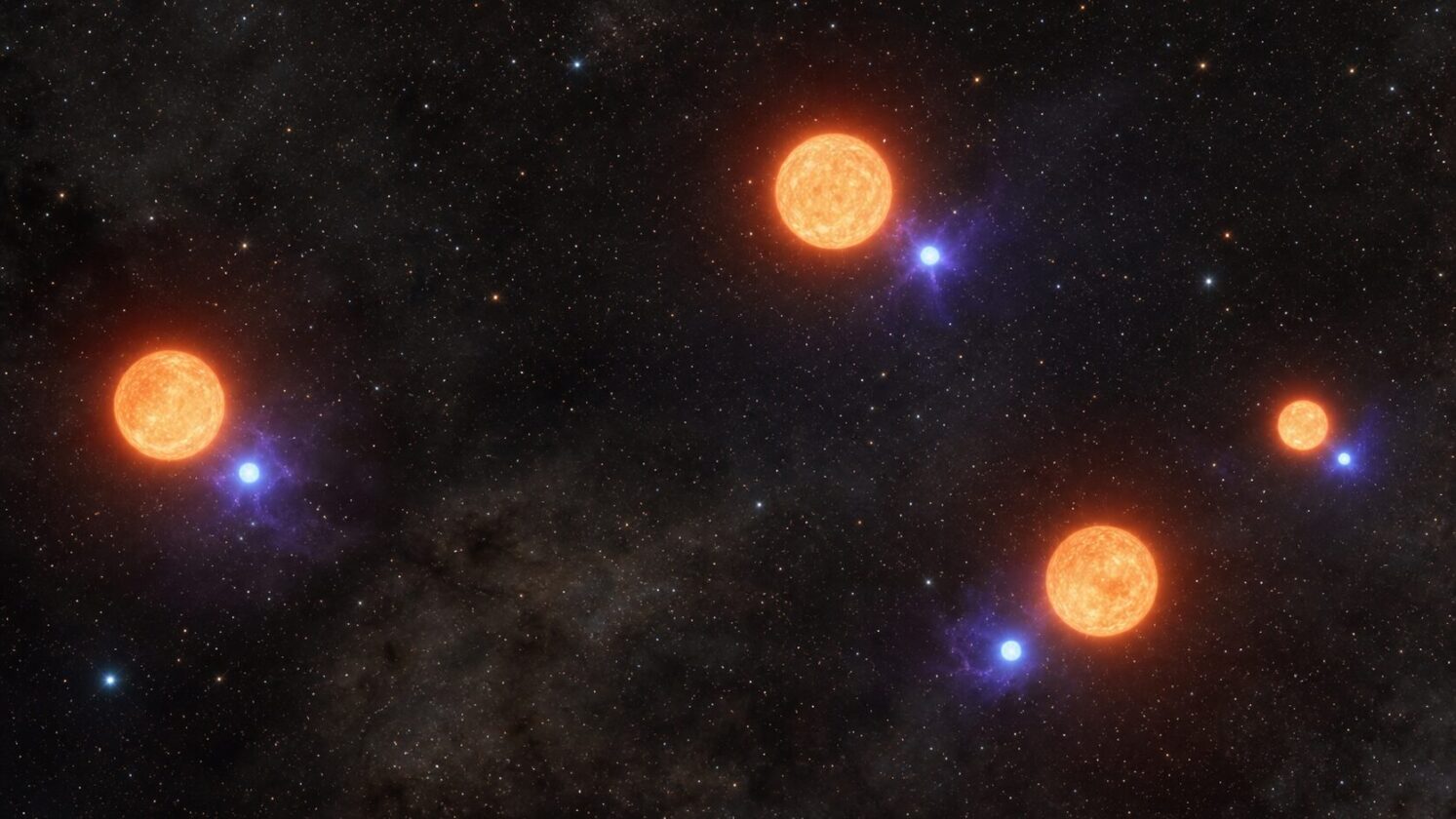 Imagem editorial gerada para a pauta: Astrônomos encontram quatro anãs brancas escondidas perto da Terra