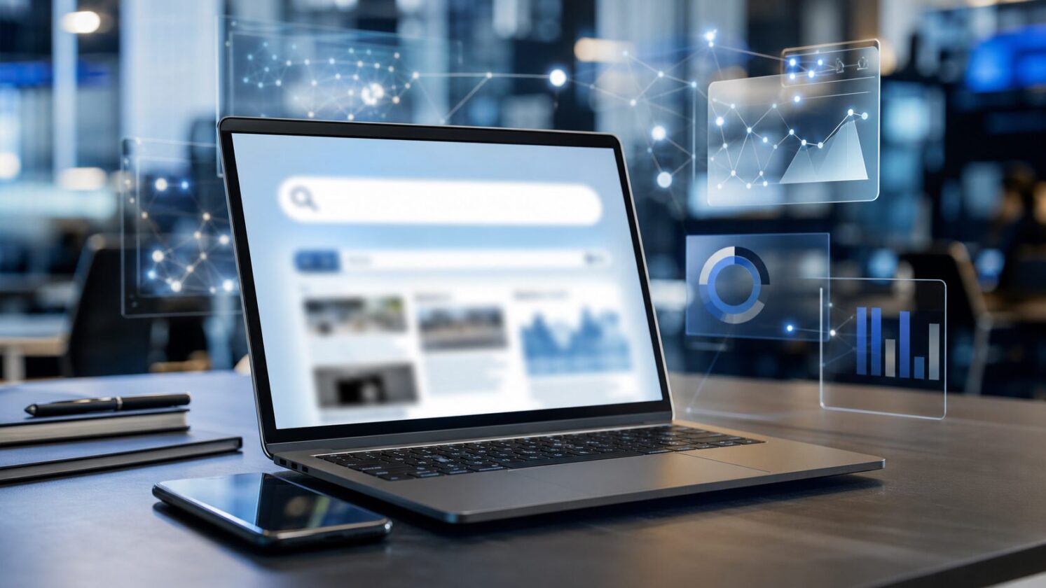 Imagem editorial para a matéria: Busca do Google com IA já aparece em 43% das pesquisas, diz levantamento