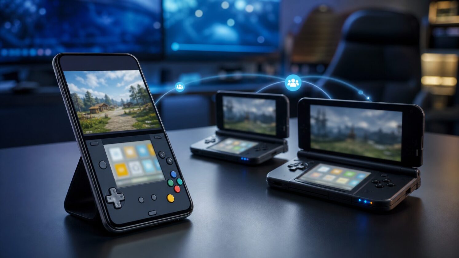 Imagem editorial gerada para a pauta: Emulador de Nintendo 3DS no Android ganha suporte a multiplayer