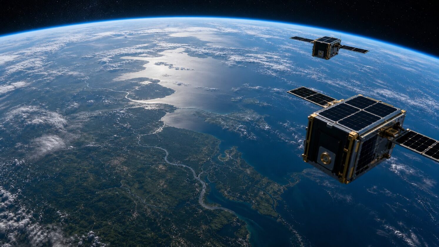 Imagem editorial para a matéria: ESA libera dados da missão HydroGNSS para ampliar estudos sobre a água na Terra