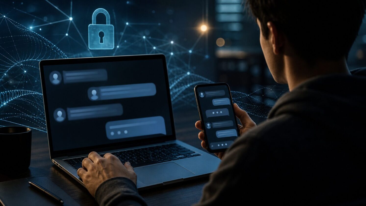 Imagem editorial para a matéria: Estudo indica que chatbot de IA supera humanos ao criar confiança usada em golpes