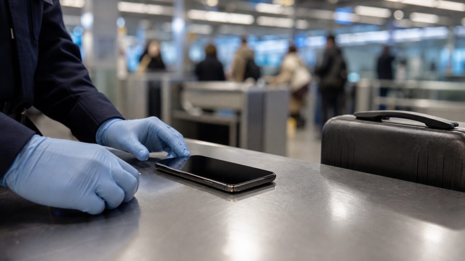 Imagem editorial para a matéria: EUA acusam cidadão americano de apagar celular ao informar senha de coação em aeroporto