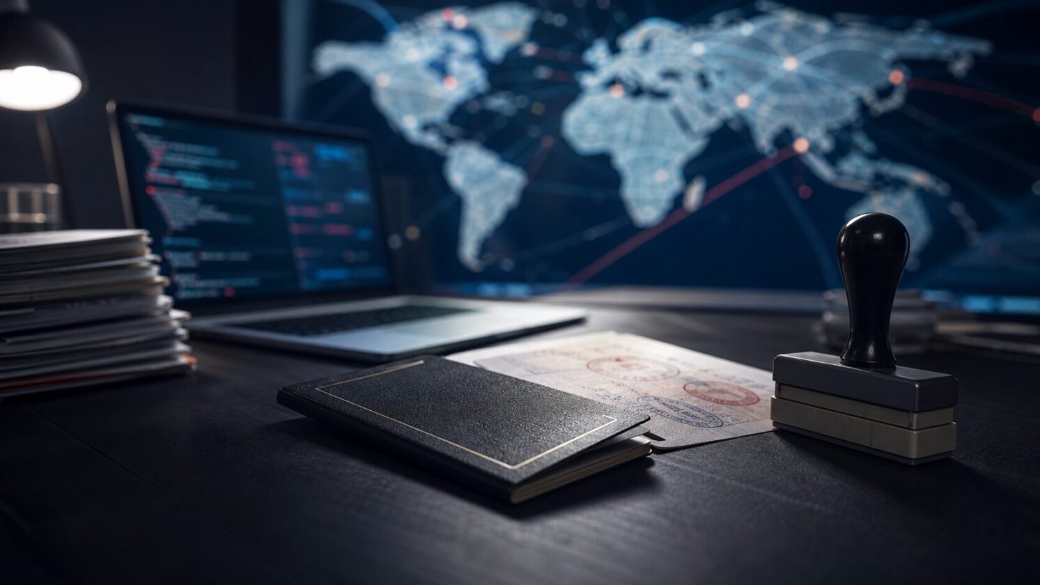 Imagem editorial para a matéria: EUA anunciam restrições de visto contra estrangeiros ligados a cibercrimes e golpes online
