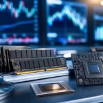Imagem editorial gerada para a pauta: Fornecedor-chave da Nvidia faz IPO histórico impulsionado pela demanda de memória para IA