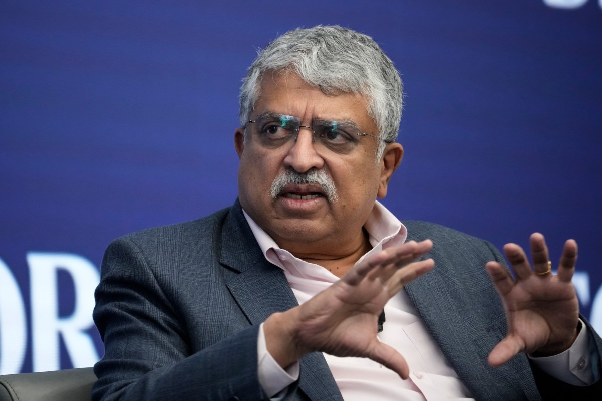 Nandan Nilekani durante evento de tecnologia