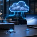 Imagem editorial gerada para a pauta: Gartner vê PCs com IA como forma de reduzir gastos com tokens na nuvem