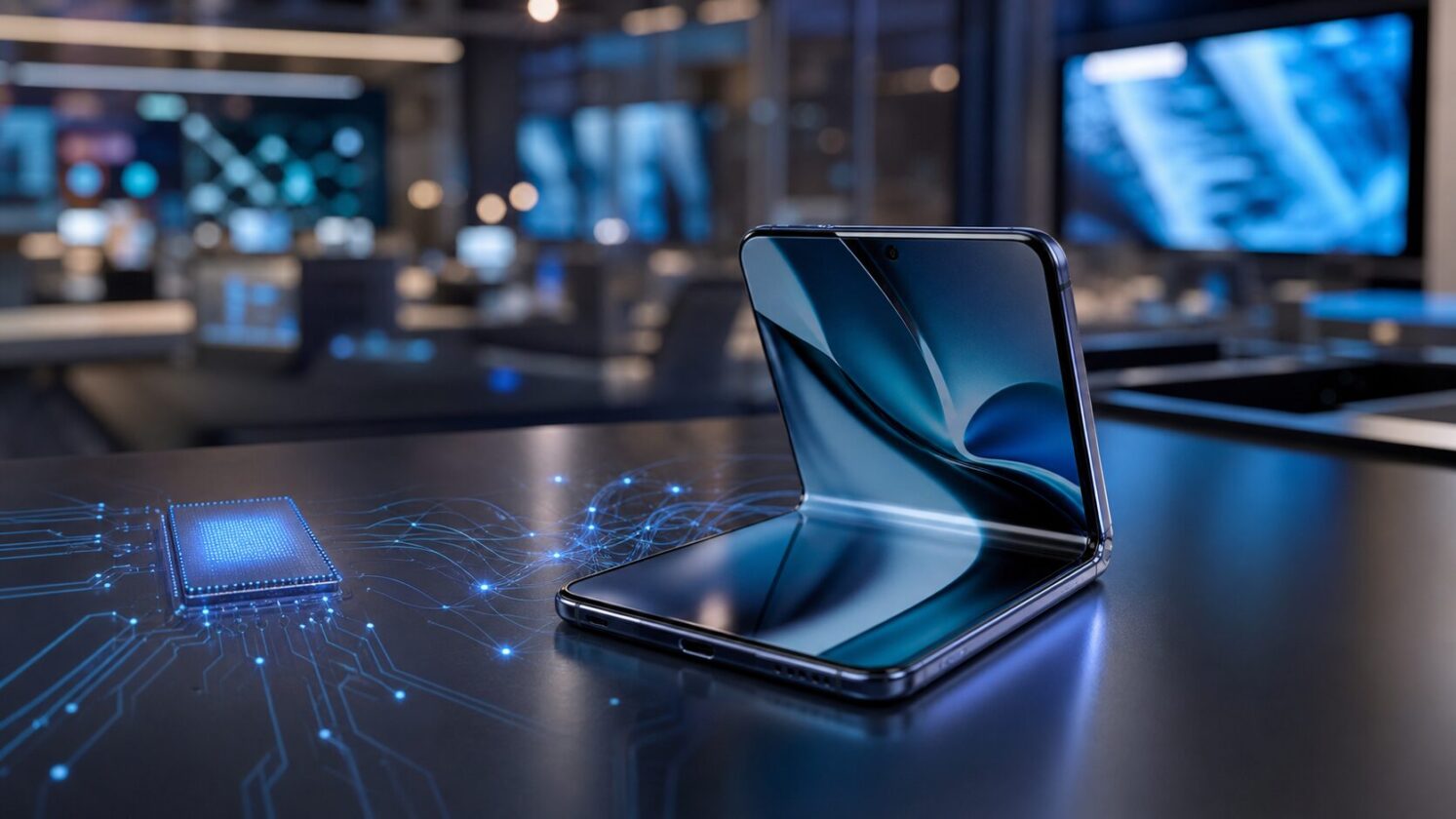Imagem editorial para a matéria: Gemini Nano 4 estreia nos novos dobráveis da Samsung com IA processada no aparelho