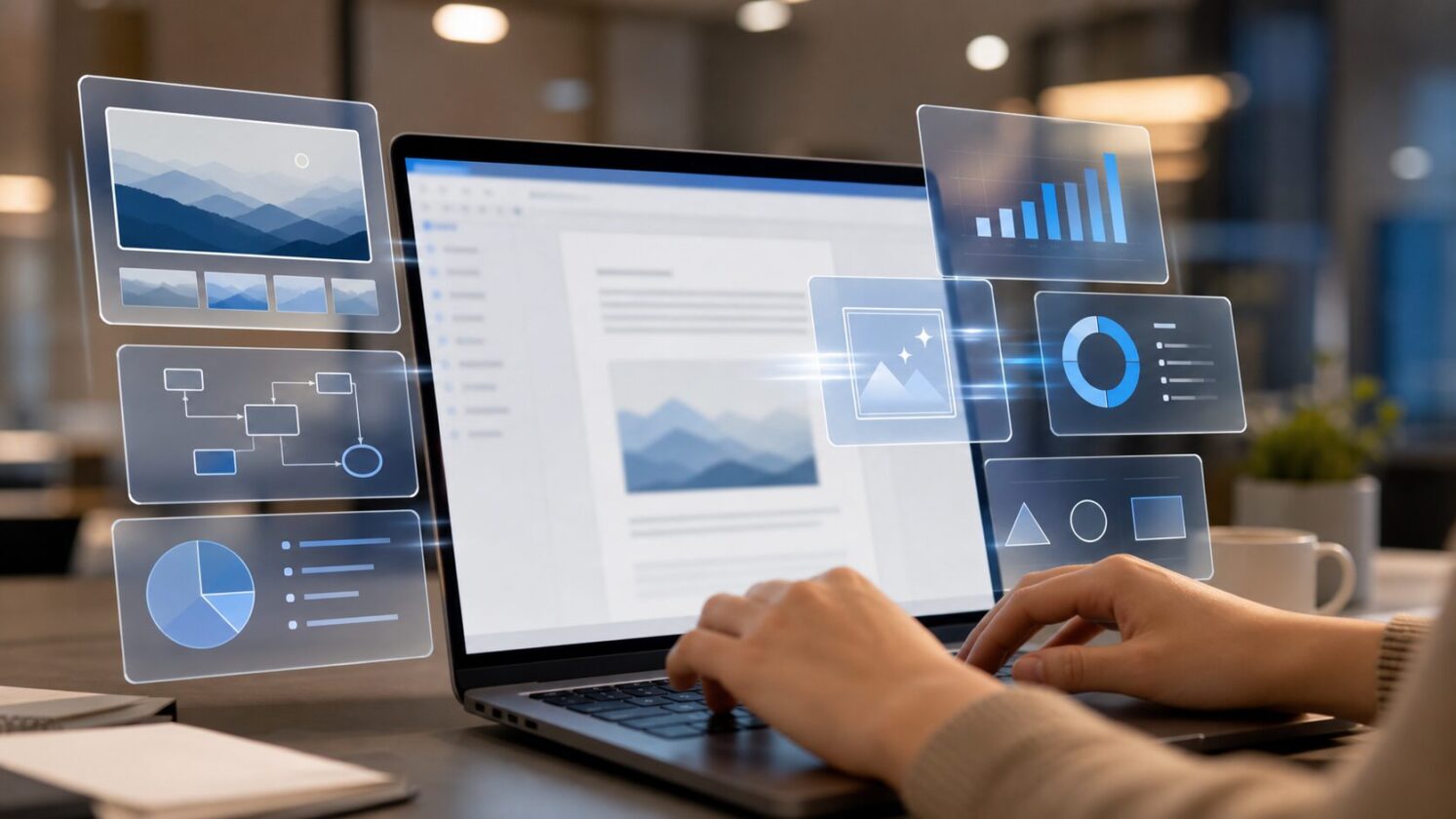 Imagem editorial para a matéria: Gemini passa a criar e editar imagens, diagramas e infográficos dentro do Google Docs