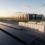 Imagem editorial gerada para a pauta: Google anuncia seu maior projeto de energia solar e baterias até hoje