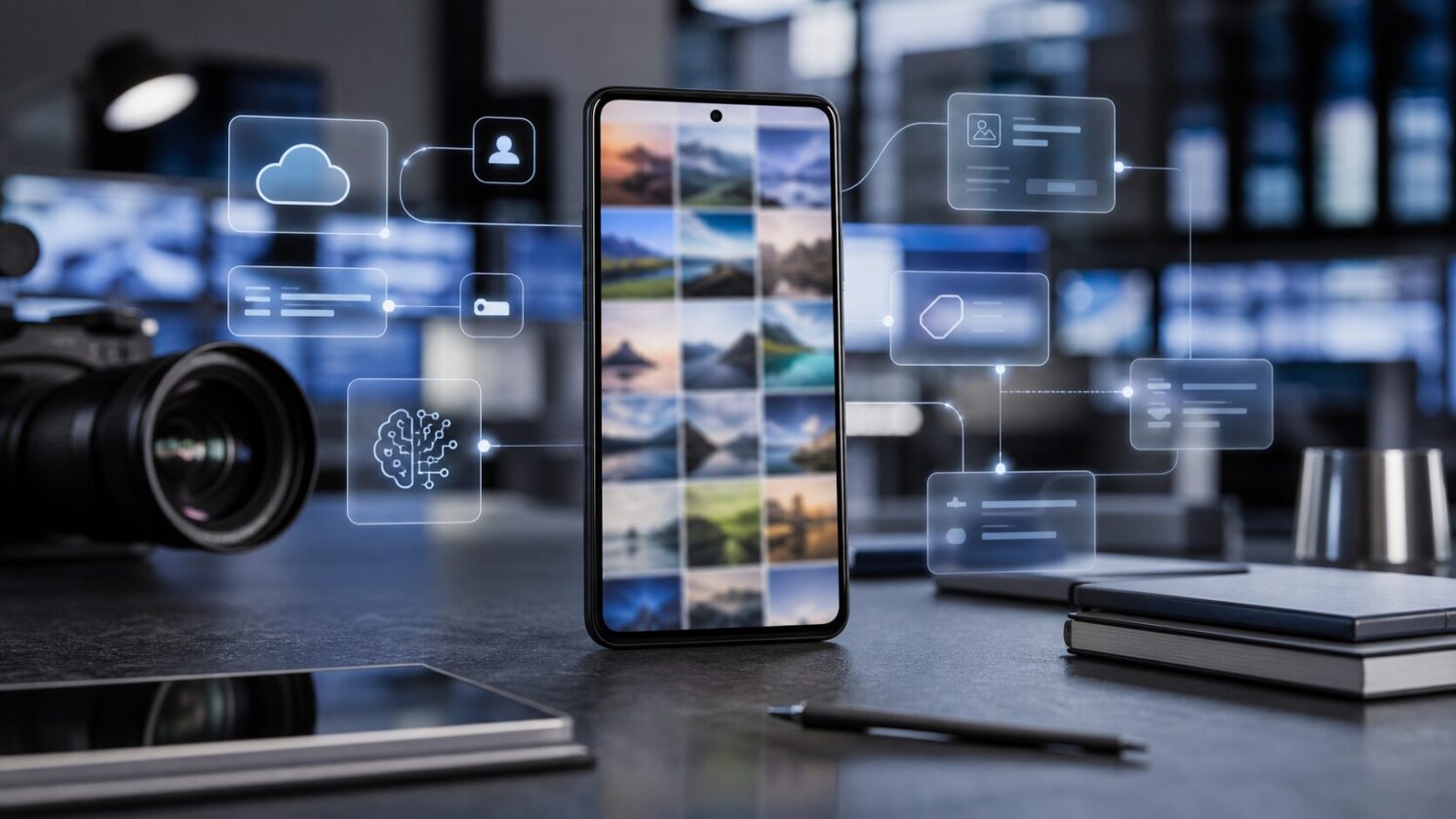Imagem editorial para a matéria: Google Fotos pode permitir edição de metadados com comandos de IA