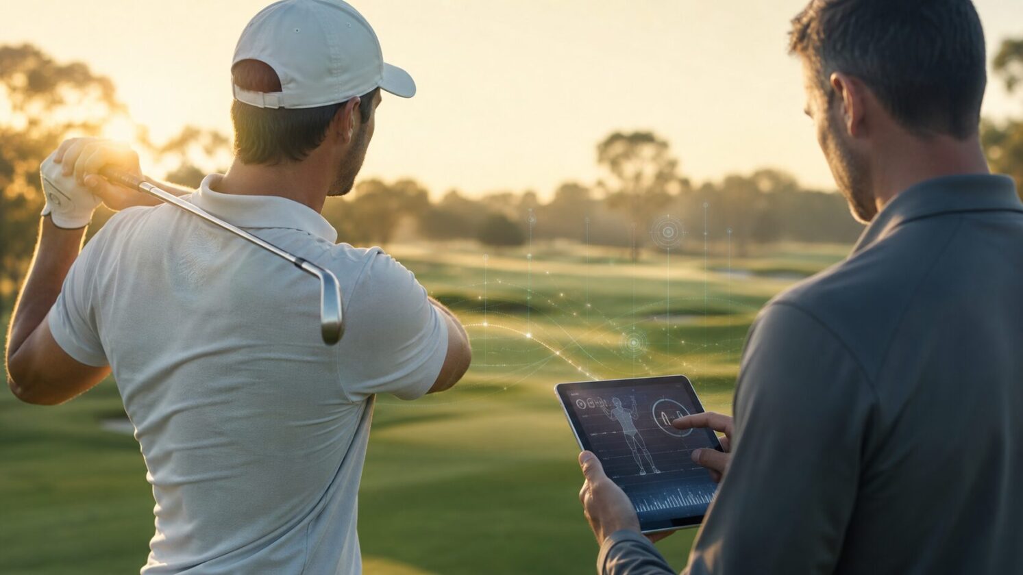 Imagem editorial gerada para a pauta: Google Health fecha parceria com Bryson DeChambeau para treino baseado em dados do Fitbit Air