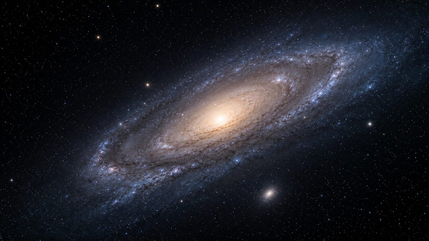 Imagem editorial para a matéria: Hubble indica desaceleração na formação de estrelas em Andrômeda