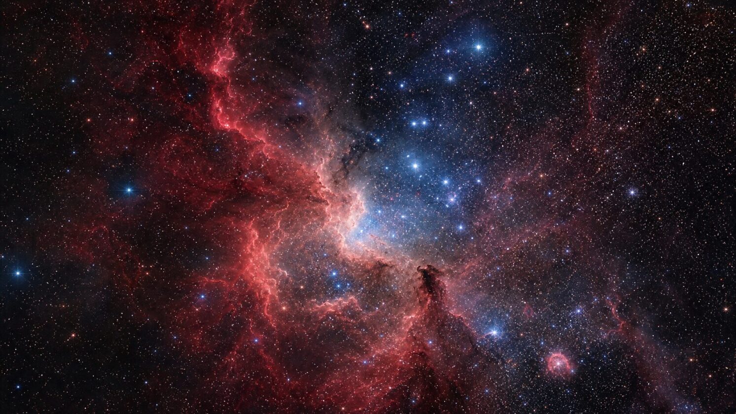Imagem editorial gerada para a pauta: Hubble registra berçário estelar LH 95 na Grande Nuvem de Magalhães