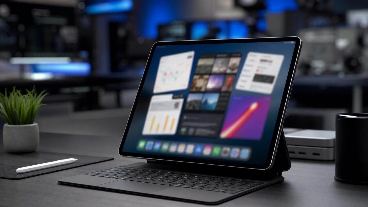 Imagem editorial gerada para a pauta: iPadOS 27 ainda precisa simplificar a multitarefa no iPad, defende 9to5Mac