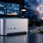 Imagem editorial para a matéria: Mac mini enfrenta filas e alta de preços com pressão da IA local e falta de memória