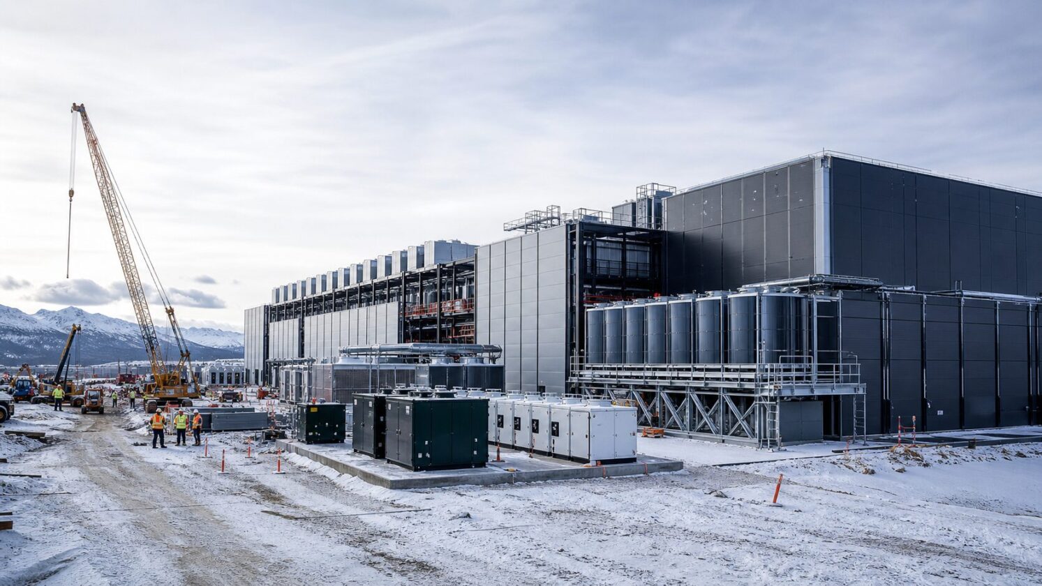 Imagem editorial gerada para a pauta: Meta inicia construção de seu primeiro data center no Canadá, otimizado para IA