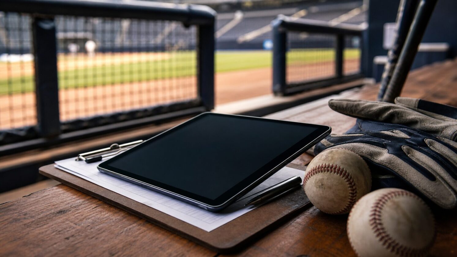 Imagem editorial para a matéria: MLB proíbe uso de iPads no dugout para decisões estratégicas com apoio de IA durante jogos