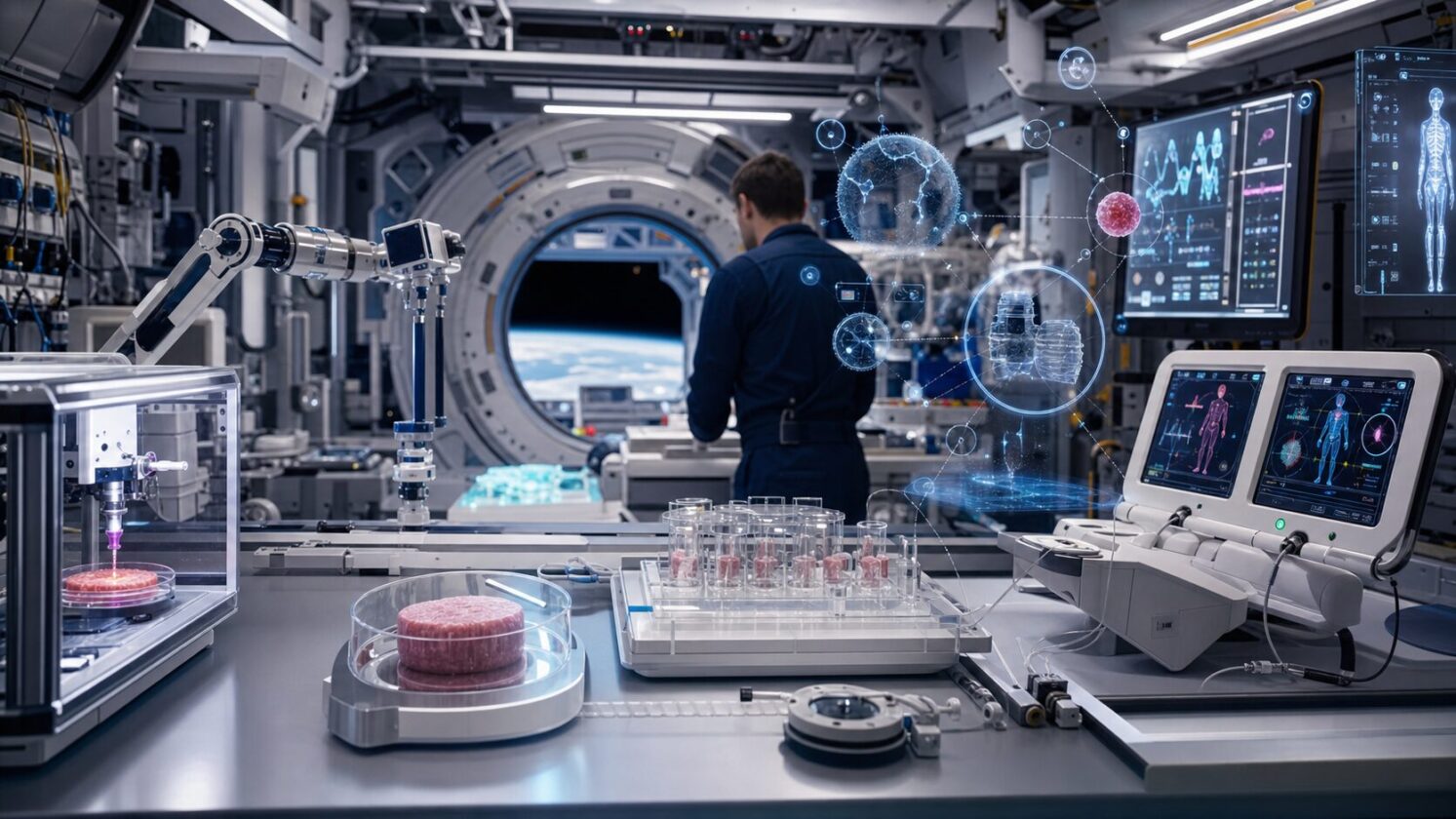Imagem editorial para a matéria: NASA detalha a Expedição 75 da ISS com estudos de IA para monitorar a saúde da tripulação