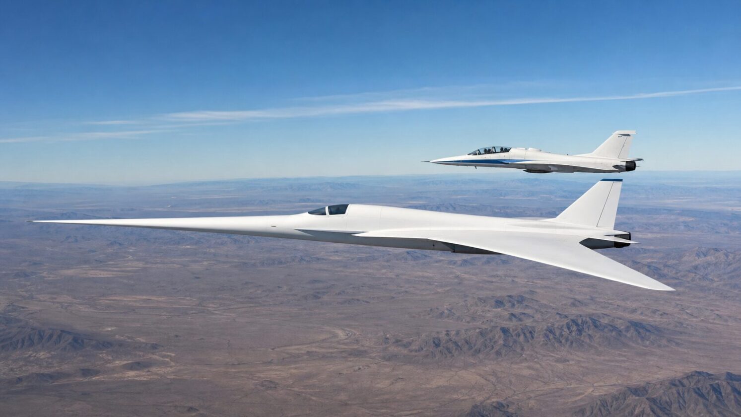 Imagem editorial para a matéria: NASA detalha por que o X-59 precisa de uma aeronave de perseguição nos testes