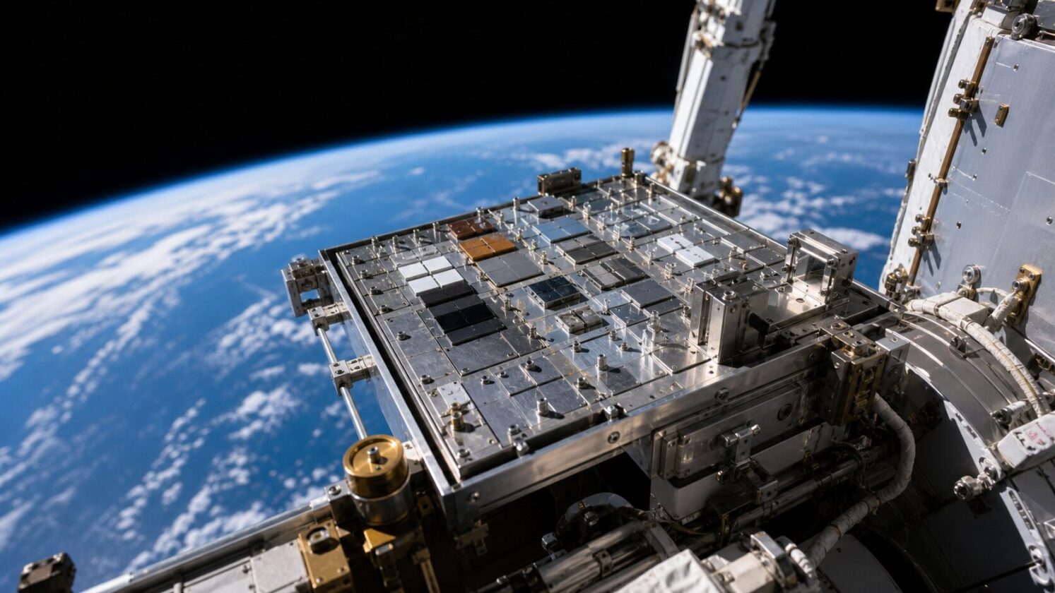 Imagem editorial para a matéria: NASA detalha resultados de testes com materiais expostos ao espaço na ISS