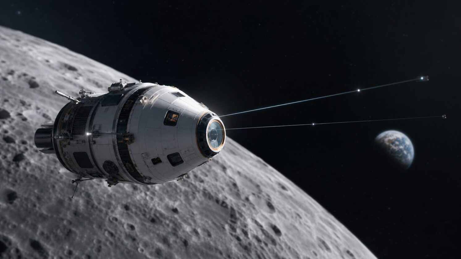 Imagem editorial para a matéria: NASA escolhe Starlink para transmitir imagens da Artemis III a partir da Orion