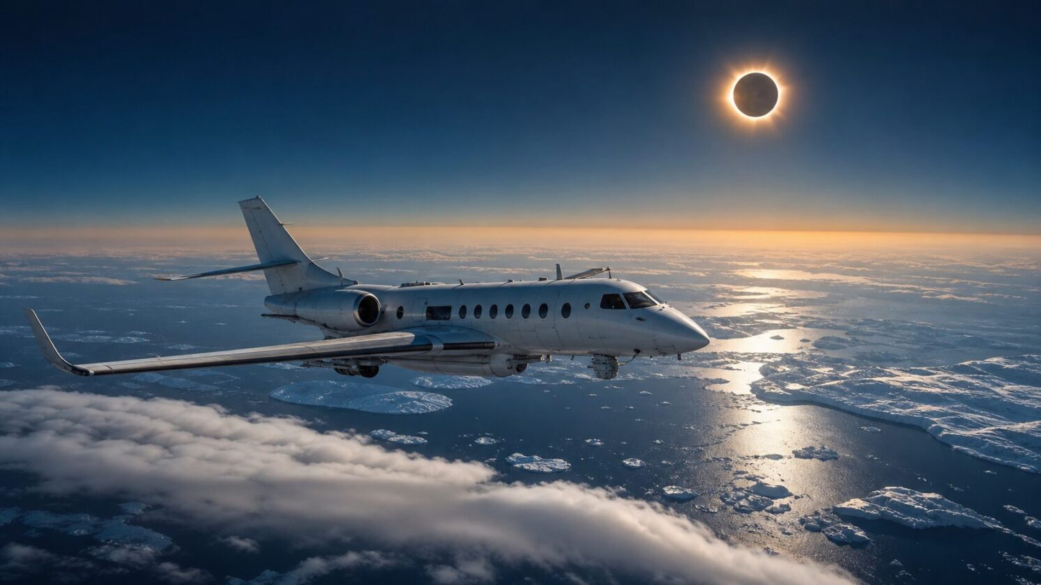 Imagem editorial para a matéria: NASA prepara voos científicos para estudar eclipse solar total de 12 de agosto