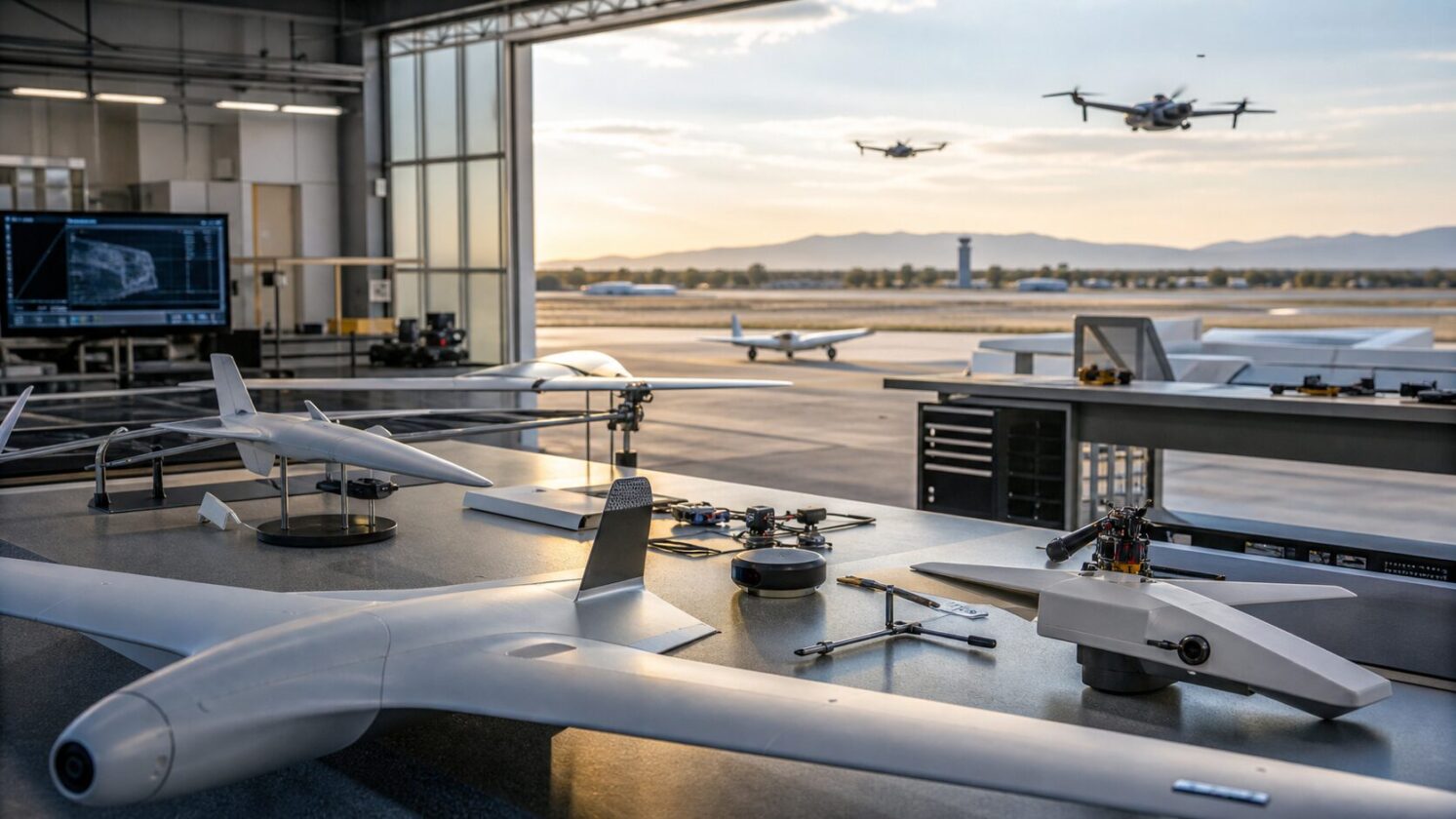 Imagem editorial para a matéria: NASA usa aeronaves em escala reduzida para acelerar testes de novas tecnologias de voo
