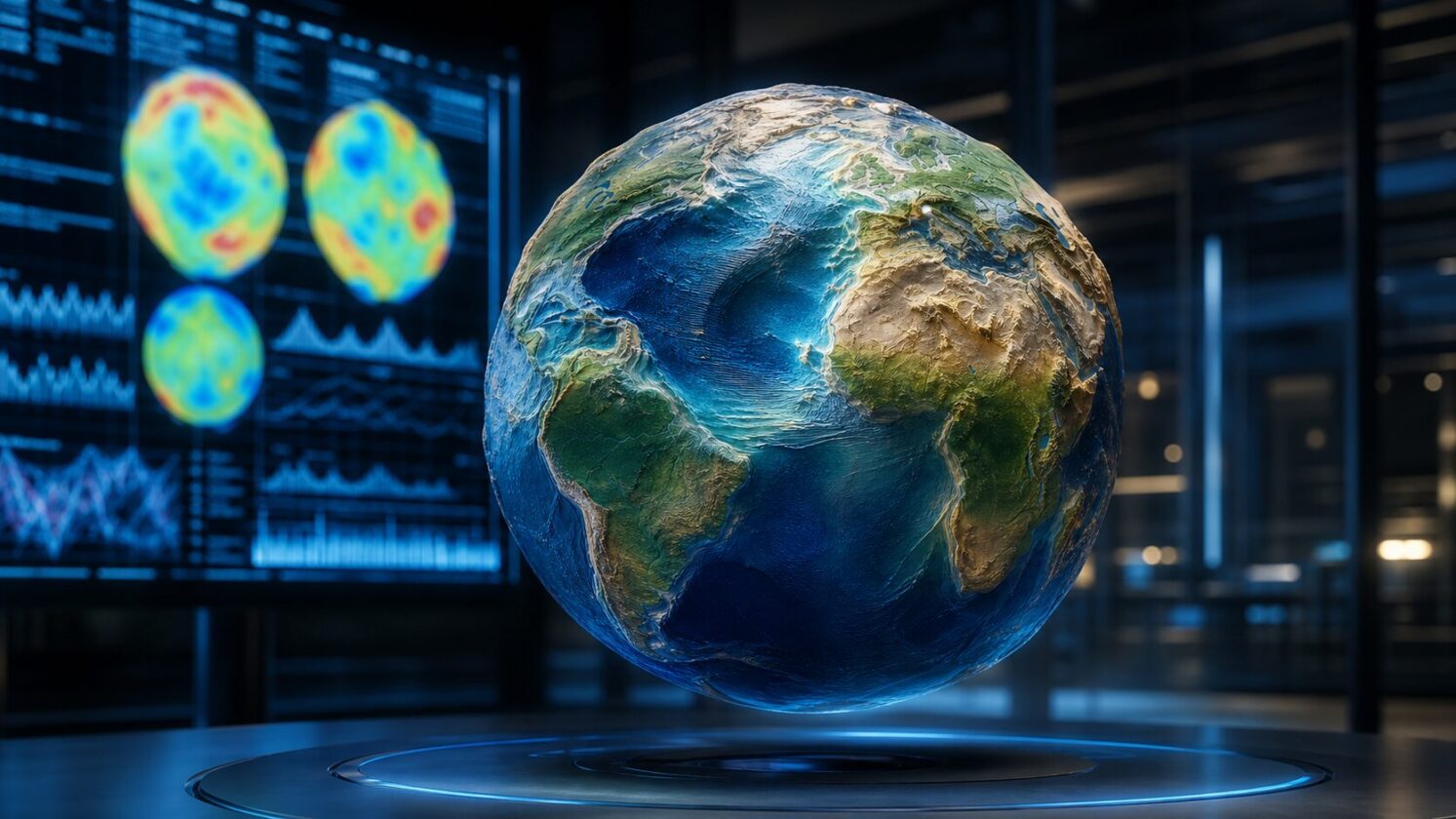 Imagem editorial para a matéria: Novo modelo 3D da NASA revela Terra irregular a partir do campo gravitacional